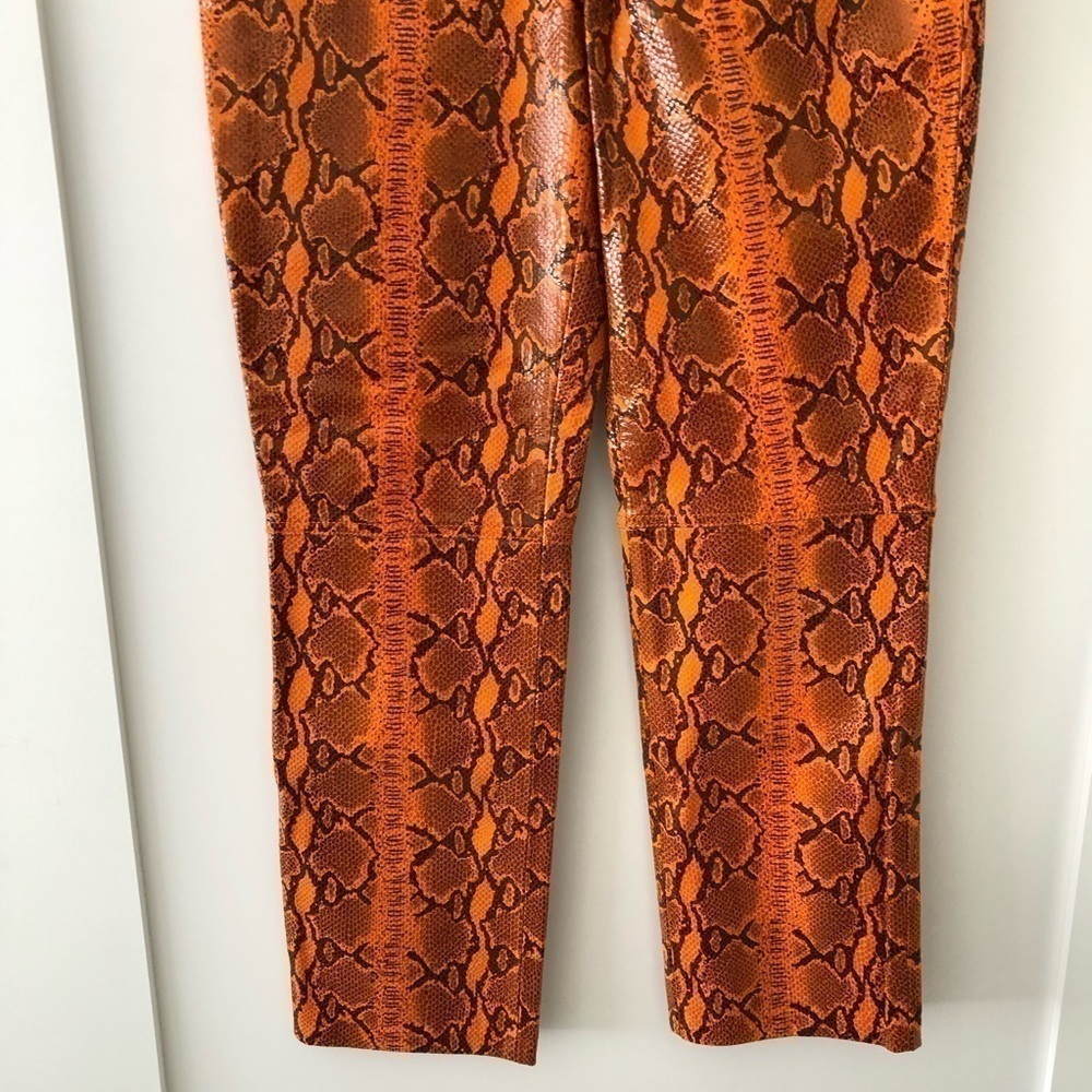 Grlfrnd Orange Snake Print Leather Straight Leg Pants 26 - Picture 8 of 13